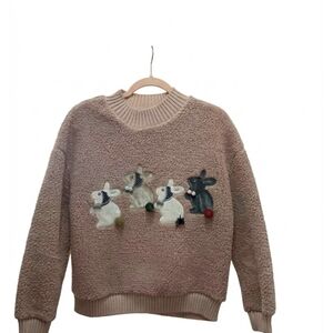 SHAN Pink Sweater with Bunny Accents